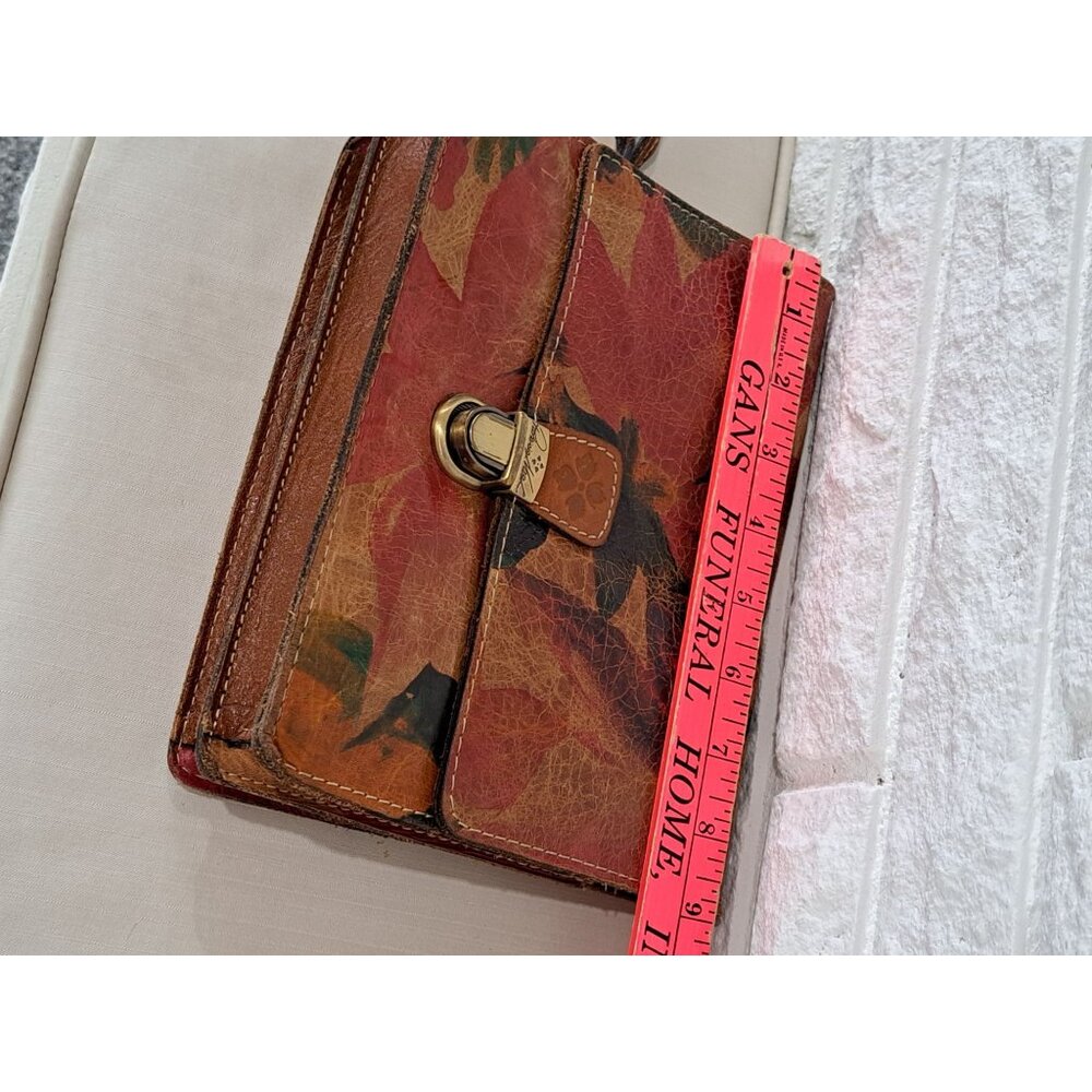 Patricia Nash Floral Leather Wristlet Clutch Bag With Metal Clasp Purse Zip - Picture 5 of 14